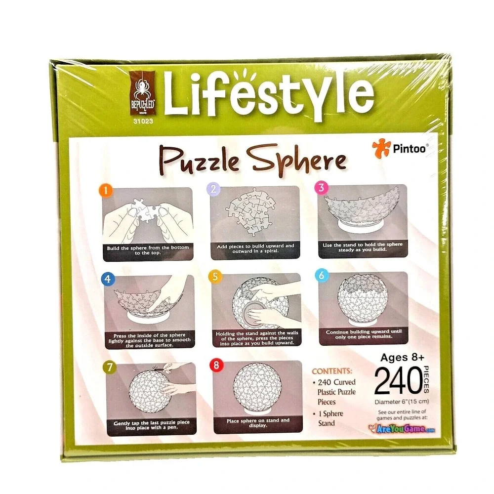 New 3D SPHERE SKULL PUZZLE w Multi-Tattoos 240‎ Pcs Lifestyle BePuzzled #31023